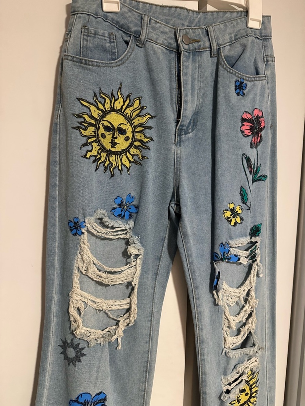 SHEIN ICON Floral High Waist Straight Leg Jeans NWOT - Picture 7 of 10